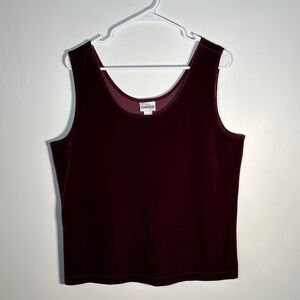 Chicos Burgundy Velvet Tank Top Womens Size 3 (XL US)